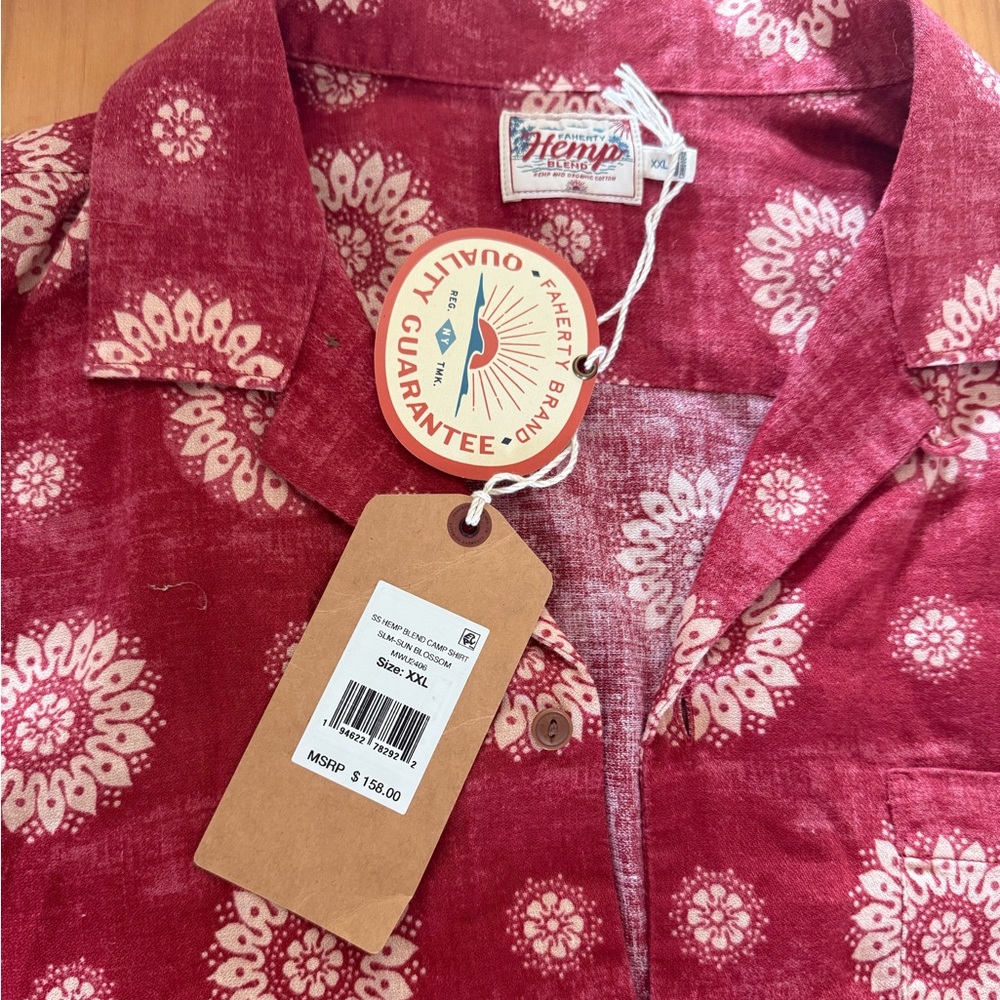 Faherty Men’s Short-Sleeve Hemp Blend Camp Shirt Sun Blossom xxl